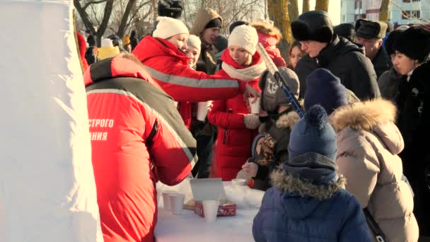 Gomel Vitryssland Januari 2019 Gratis Varmt Årsdagen Ministeriet För Nödsituationer — Stockvideo