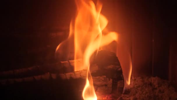 flammes rouges de bois naturel otgryaschih près de la cheminée 