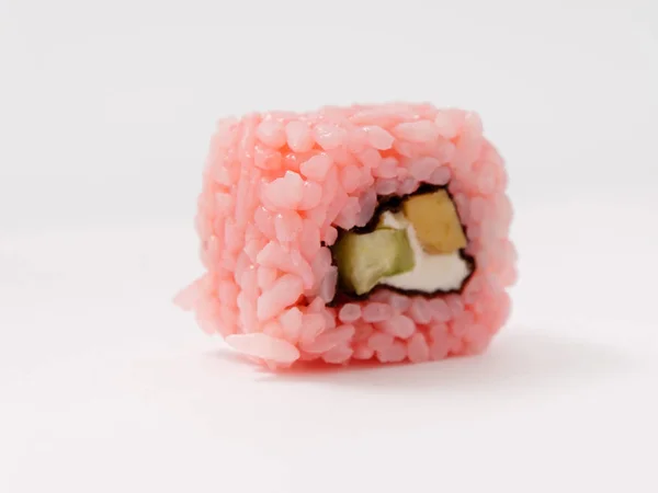 Sushi Rolls White Background Fast Healthy Food — Stock Photo, Image