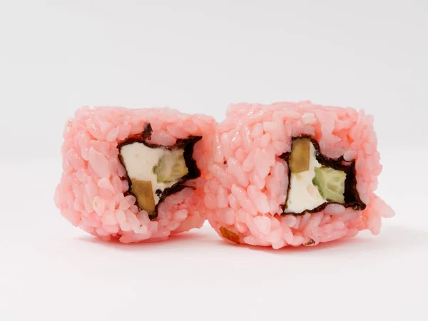 白い背景の上巻き寿司 高速健康食品 — ストック写真