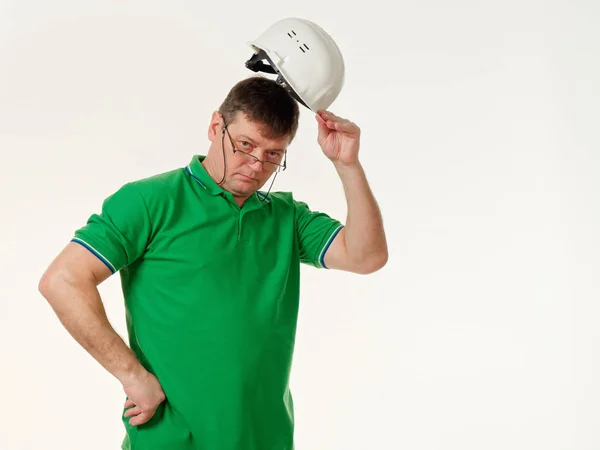 Construction Worker His Arms Folded Serious Expression His Face — Stock Photo, Image