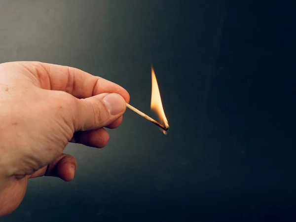 Burning Sulfur Bovines Hand Black Background — Stock Photo, Image