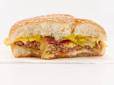 Isırıldı hamburger havai görünümü