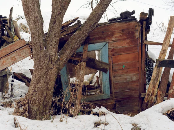 Гомель Белорус Заброшенный Деревянный Дом Усадьбой — стоковое фото