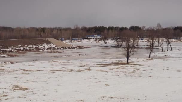 Gomel Belaro Febbraio 2019 Bellissimo Argine Del Fiume Sozh Inverno — Video Stock