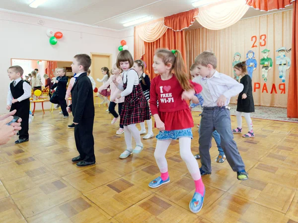 Gomel Bélarus Février 2019 Matinee Maternelle Dédiée Journée Armée Soviétique — Photo