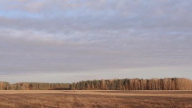 baharın başlangıcı. bulutlar alan üzerinde yüzen.