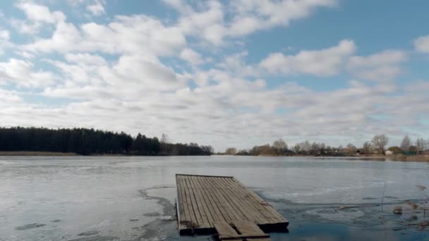 Beginning Spring Jetty Lake Ice — Stock Video
