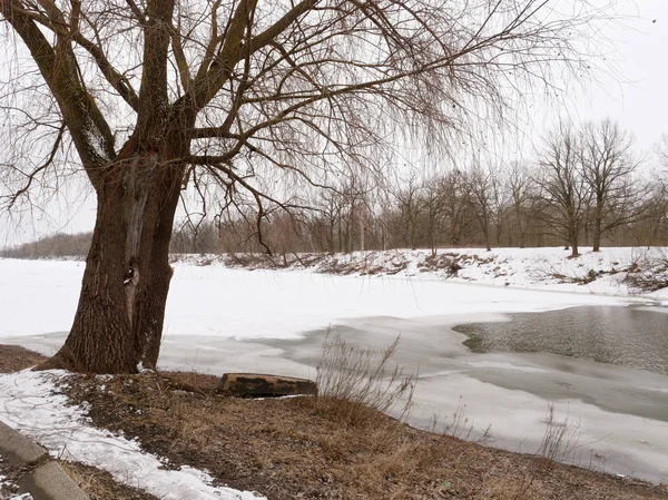 El comienzo de la primavera. el río está libre de hielo . — Foto de Stock