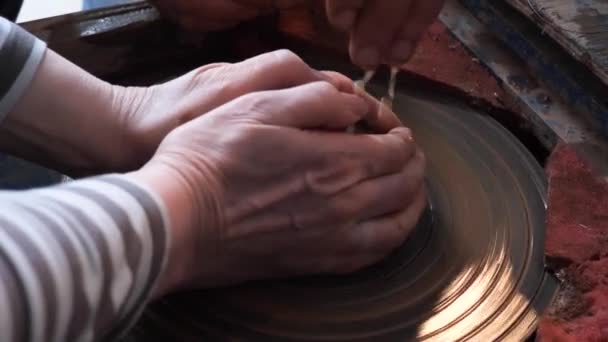 Master Class Ceramică Roata Olarului Mâinile — Videoclip de stoc
