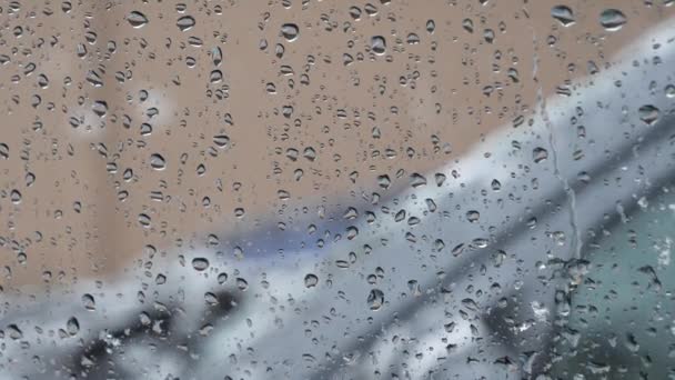 Snow Falls Car Window Drops Glass — Stock Video