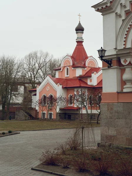 Grodno, Vitryssland - 18 mars 2019: Heliga skydd katedralen i staden av Grodno — Stockfoto