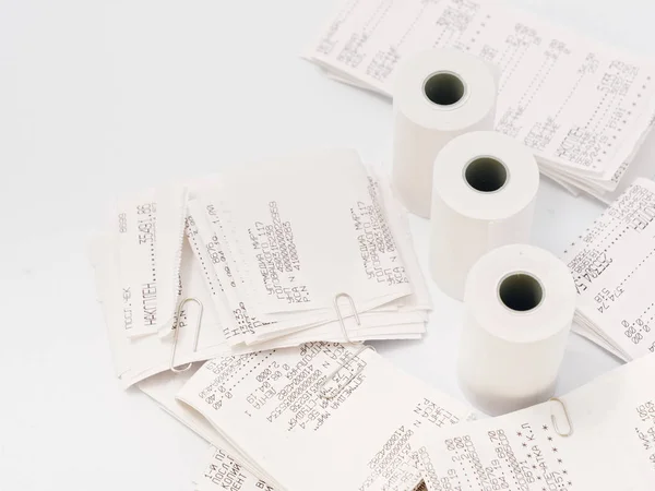 GOMEL, BELARUS - APRIL 9, 2019: cashier's checks. boo report on white background. — Stock Photo, Image