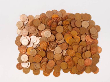 Gomel, Belarus-9 Nisan 2019: beyaz bir arka planda toplu Belarus paraları.