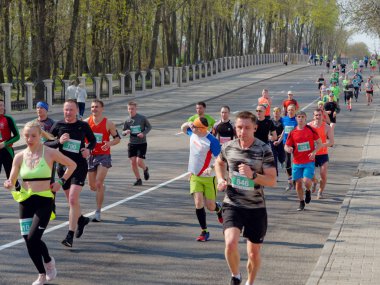 Gomel, Beyaz Rusya - 21 Nisan 2019: Ecomarathone 2019 Gomel Geçti