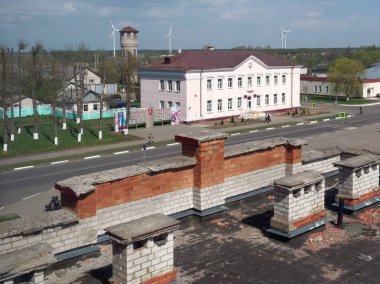 Dribin, Beyaz Rusya - 27 Nisan 2019: güzel köy binaları.