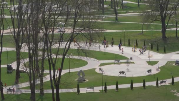 Mogilev Belarus April 2019 Park Area Staircase Fountain — Stock Video