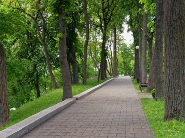 Gomel, Beyaz Rusya - 15 Mayıs 2019: Şehir Parkı. Rumyantsev Sarayı Kompleksi.