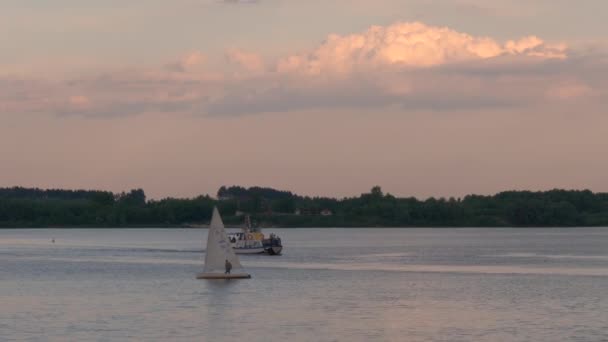 Gomel Belorusszia Május 2019 Hajózható Sozh Folyó Csónak Yacht — Stock videók