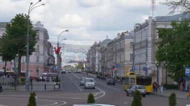 Gomel, Beyaz Rusya - 15 Mayıs 2019: Lenin Meydanı. Tiyatro ve Postane.