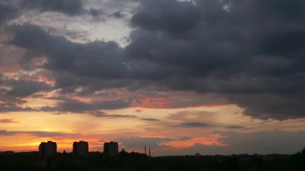 Nuages Orageux Horizon Coucher Soleil — Video