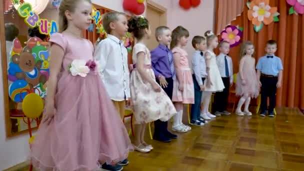 Gomel Weißrussland Mai 2019 Kinderkonzertmatinee Zum Ende Des Kindergartens Ausgabe — Stockvideo