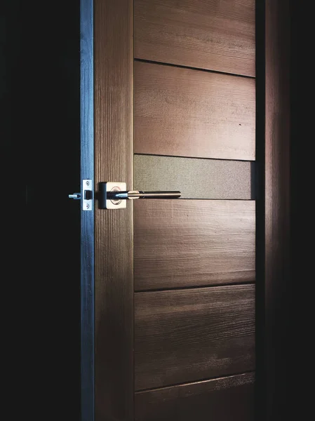 Puertas interiores de madera con mango de metal — Foto de Stock