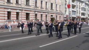 Gomel, Belarus-3 Temmuz 2019: Belarus bağımsızlık günü. Gomel 'de festival geçit töreni
