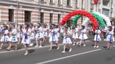 Gomel, Belarus-3 Temmuz 2019: Belarus bağımsızlık günü. Gomel 'de festival geçit töreni