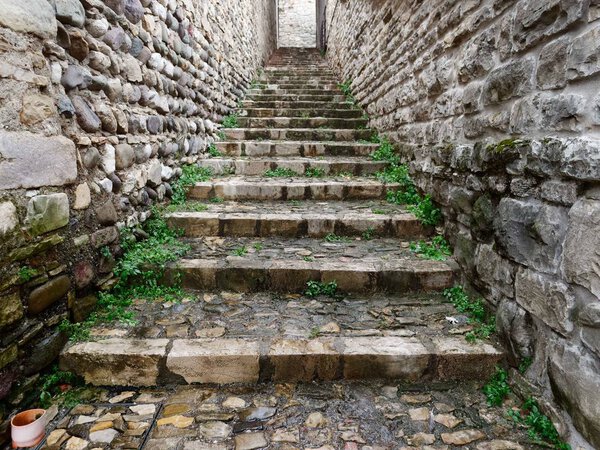 Stone steps stairs of the old town of italy 2019