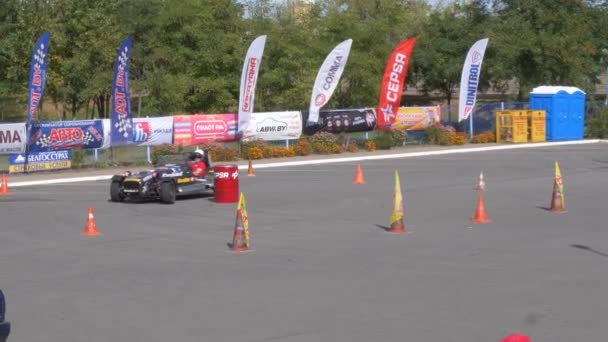 Gomel Belarus Setembro 2019 Car Show Atletas Campanha Para Segurança — Vídeo de Stock