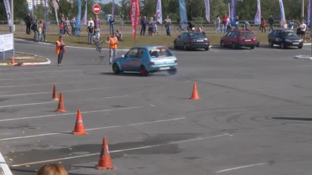 Gomel Białoruś Września 2019 Pokaż Samochód Sportowcy Kampanii Rzecz Bezpieczeństwa — Wideo stockowe