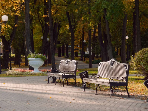 Jesienny krajobraz w parku miejskim. Homel, Białoruś — Zdjęcie stockowe