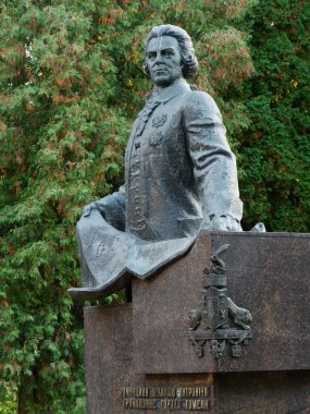 Gomel, Belarus - 5 Ekim 2019: Prens Rumyantsev 'in heykeli