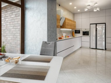 Şık iç tasarım odası özel ev mutfağı 2020