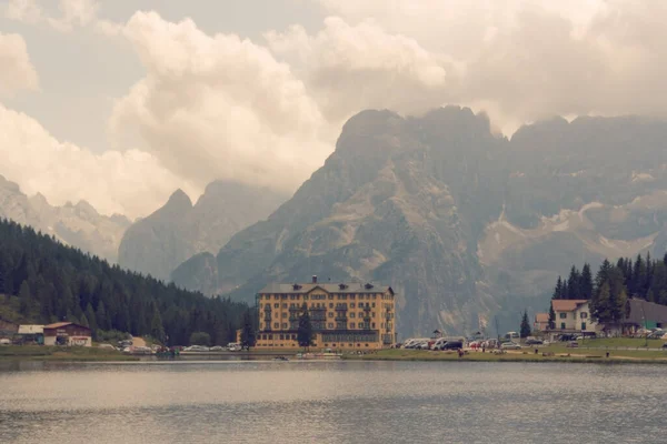 Hermosas Montañas Dolomita Cerca Del Lago Misurina — Foto de Stock