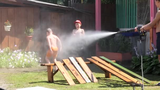 Water Fun Children Hot Weather — Stock Video