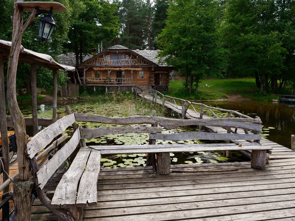 Glubokoe Bélaro Agosto 2020 Agriturismo Zapavedny Island Bosque Orillas Del — Foto de Stock