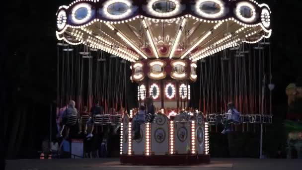 Gomel Belarus Août 2020 Carrousel Parc Attractions Dans Soirée 2020 — Video