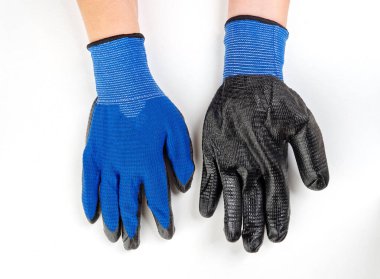 2020 beyaz arka planda bir bahçe ve sebze bahçesi için eldiven çeşitleri.