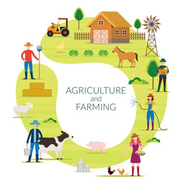 Çiftçi, tarım ve yuvarlak çerçeve, yetiştirmek, kırsal, tarım kavramı kırsal alanında, insanlar