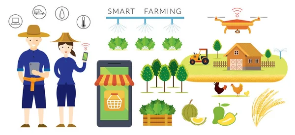 스마트 농부와 사물의 인터넷 — 스톡 벡터