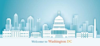 Washington Dc, Simgesel Yapılar Ufuk Çizgisi Arka Plan, Kağıt Kesme Stili
