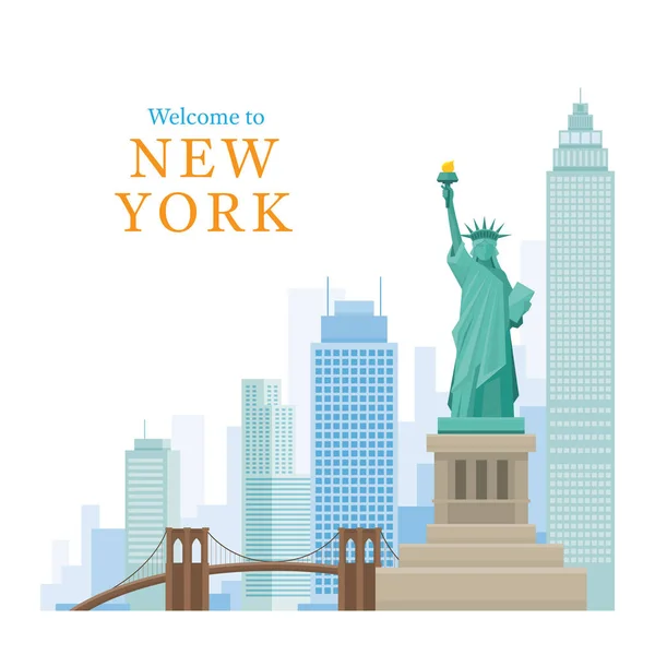 New York Simgesel Yapılar ve Gökdelenler — Stok Vektör