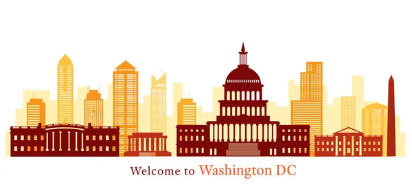 Washington DC, tereptárgyak, Skyline és felhőkarcoló — Stock Vector