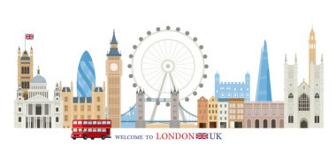 Londra, İngiltere ve İngiltere Landmarks Skyline