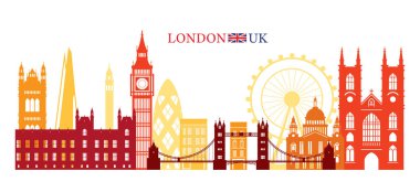 Londra, İngiltere ve İngiltere Landmarks Skyline
