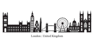 Londra, İngiltere ve İngiltere Simgesel Yapılar Ufuk Çizgisi Silueti