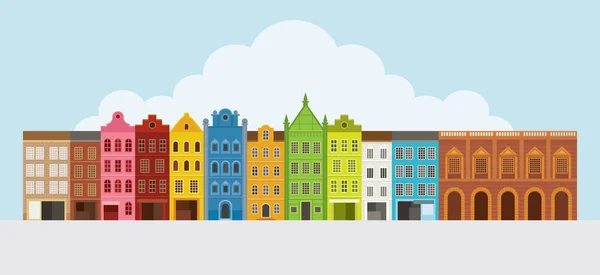 Edificios antiguos europeos en color colorido — Vector de stock