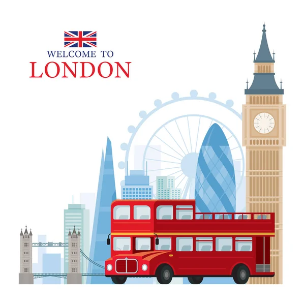 London, England och Storbritannien resor och turistattraktion — Stock vektor